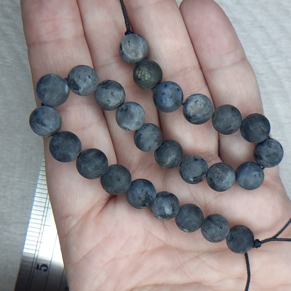 #6- 8mm Matte Larvikite 8in Strand